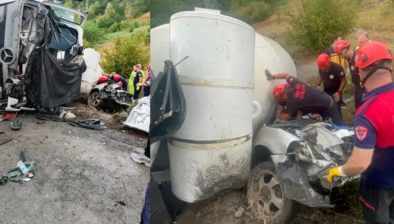 Beton Mikserinin Otomobil Üzerine Devrilmesi: Korkunç Kaza Sonucu 1 Ölü, 1 Yaralı
